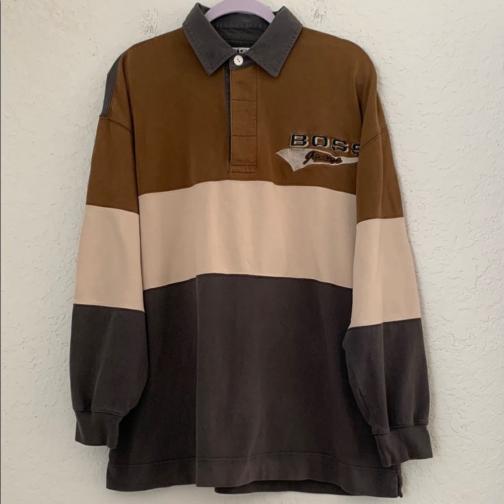 Boss Cotton Long Sleeve Button Up Logo Men’s Shirt Size L